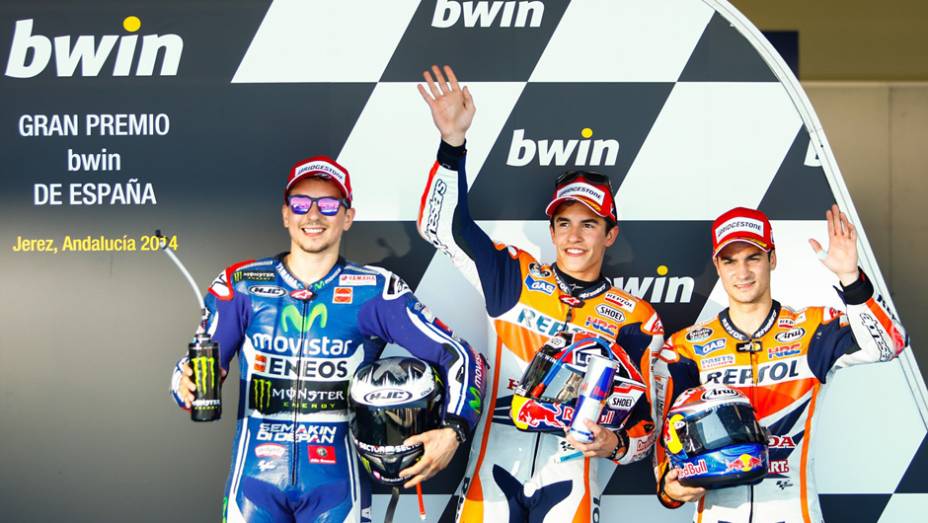 Marc M&aacute;rquez larga na pole, Jorge Lorenzo e Dani Pedrosa formam a primeira fila. | <a href="https://beta-develop.quatrorodas.abril.com.br/moto/noticias/reinado-marc-marquez-nao-tem-fim-781505.shtml" rel="migration">Leia mais</a>