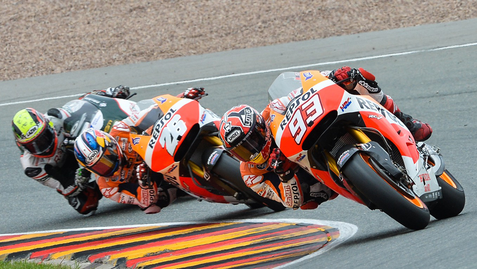 M&aacute;rquez e Pedrosa escalaram o pelot&atilde;o rapidamente| <a href="https://beta-develop.quatrorodas.abril.com.br/moto/noticias/motogp-mais-vez-marquez-790805.shtml" rel="migration">Leia mais</a>