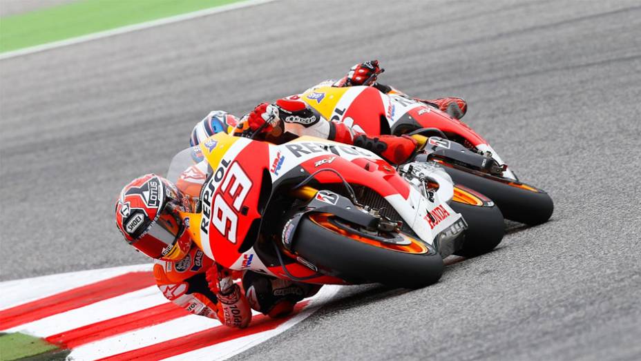 Marc Márquez ficou com o segundo lugar | <a href="https://beta-develop.quatrorodas.abril.com.br/moto/noticias/motogp-lorenzo-triunfa-misano-754124.shtml" rel="migration">Leia mais</a>