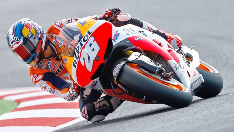 Dani Pedrosa se contentou com a terceira colocação | <a href="https://beta-develop.quatrorodas.abril.com.br/moto/noticias/motogp-lorenzo-triunfa-misano-754124.shtml" rel="migration">Leia mais</a>