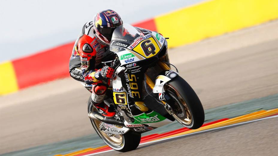 Stefan Bradl foi o quinto mais r&aacute;pido | <a href="https://beta-develop.quatrorodas.abril.com.br/moto/noticias/motogp-marquez-garante-pole-aragon-755537.shtml" rel="migration">Leia mais</a>