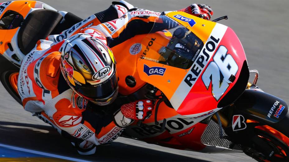 Dani Pedrosa foi apenas o quinto | <a href="https://beta-develop.quatrorodas.abril.com.br/moto/noticias/motogp-marquez-domina-treino-livre-franca-783040.shtml" rel="migration">Leia mais</a>
