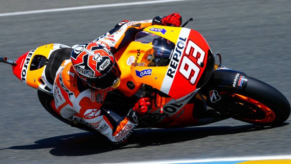 Marc M&aacute;rquez &eacute; pole em Le Mans | <a href="https://beta-develop.quatrorodas.abril.com.br/moto/noticias/motogp-marquez-pole-le-mans-783126.shtml" rel="migration">Leia mais</a>