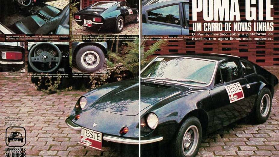 Puma GTE: com janelas laterais traseiras que lembravam a Ferrari 246 GT e lanternas de Kombi, o GTE de 1976 rompeu com os traços originais de Rino Malzoni, mas revigorou o apelo visual do Puma com motor VW. | <a href="https://beta-develop.quatrorodas.abril.com.br/notici" rel="migration"></a>