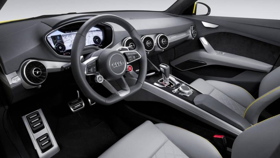 No painel foi incluído uma tela de 12,3 polegadas que produz gráficos em 3D. | <a href="https://beta-develop.quatrorodas.abril.com.br/noticias/saloes/pequim-2014/audi-tt-offroad-revelado-780298.shtml" rel="migration">Leia mais</a>