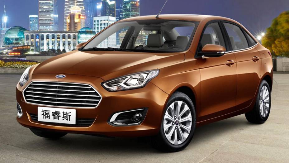 O novo Ford Escort foi apresentado no Salão de Pequim. | <a href="https://beta-develop.quatrorodas.abril.com.br/noticias/saloes/pequim-2014/ford-escort-esta-volta-modelo-sera-apresentado-pequim-779651.shtml" rel="migration">Leia mais</a>