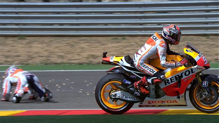 Dani Pedrosa acusou Márquez de ser muito agressivo na pista | <a href="https://beta-develop.quatrorodas.abril.com.br/moto/noticias/motogp-polemica-marquez-vence-aragon-755576.shtml" rel="migration">Leia mais</a>