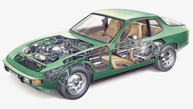 MOTOR DIANTEIRO - Coube ao 924 esse pioneirismo entre os Porsche em 1976. Sua dianteira bem mais pronunciada escondia outra inovação, o primeiro motor refrigerado a água e com quatro cilindros em linha. MOTOR DIANTEIRO - Coube ao 924 esse pioneirismo entre os Porsche em 1976. Sua dianteira bem mais pronunciada escondia outra inovação, o primeiro motor refrigerado a água e com quatro cilindros em linha.