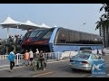 Watch: World’s first transit elevated bus TEB-1 on its first road test in Qinhuangdao, China