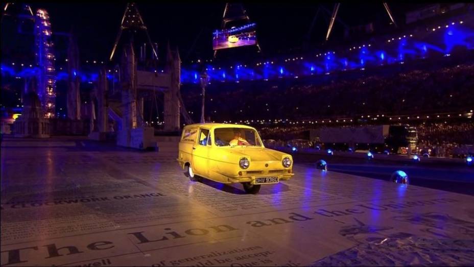 Jogos Ol&iacute;mpicos de Londres, por que n&atilde;o mostrar um carro t&iacute;pico do Reino Unido? Aconteceu na cerim&ocirc;nia de encerramento, com este Reliant Regal Supervan III.