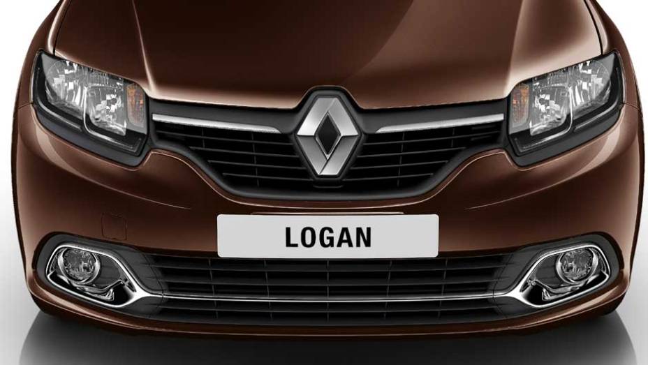 A frente traz a nova identidade visual da marca | <a href="https://beta-develop.quatrorodas.abril.com.br/carros/lancamentos/renault-logan-759221.shtml" rel="migration">Leia mais</a>