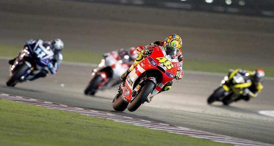 Valentino Rossi, agora na Ducati, ficou apenas com a s&eacute;tima posi&ccedil;&atilde;o no Qatar