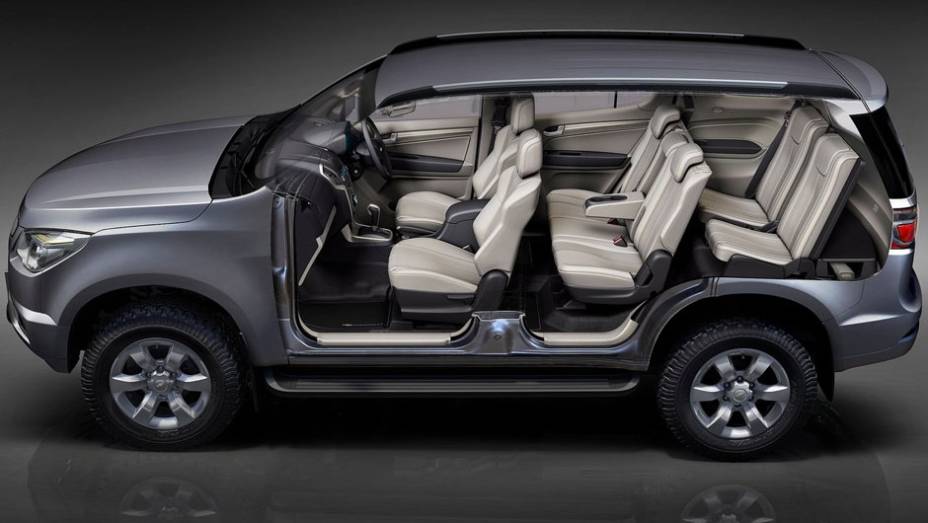 Carro tem espa&ccedil;o suficiente para uma terceira fileira de bancos | <a href="https://beta-develop.quatrorodas.abril.com.br/salao-do-automovel/2012/carros/s10-grand-blazer-704027.shtml" rel="migration">Leia mais</a>