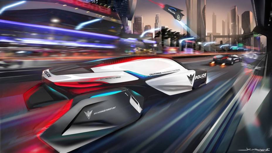 A BMW mostra o Human-Drone Pursuit Vehicle. | <a href="https://beta-develop.quatrorodas.abril.com.br/noticias/tecnologia/salao-los-angeles-define-tema-desafio-design-721841.shtml" rel="migration">Leia mais</a>