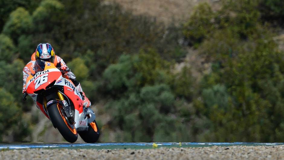 Dani Pedrosa (Repsol Honda Team) ficou com o segundo lugar em Jerez no s&aacute;bado (23) | <a href="https://beta-develop.quatrorodas.abril.com.br/moto/noticias/motogp-yamaha-lidera-testes-jerez-737049.shtml" rel="migration">Leia mais</a>