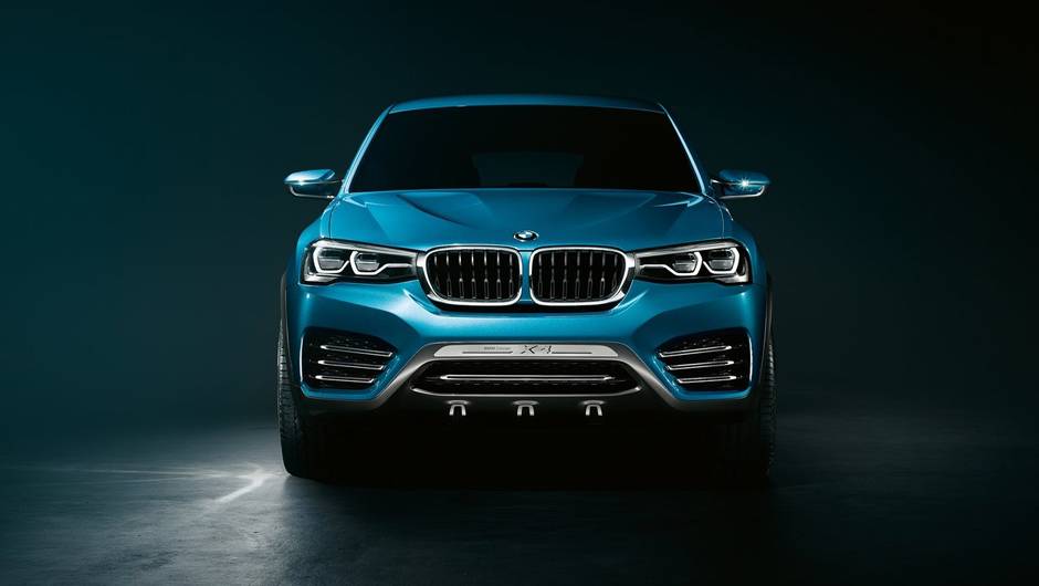 Na dianteira, far&oacute;is contam com luzes de LED e a grade tem perfil proeminente | <a href="%20https://beta-develop.quatrorodas.abril.com.br/saloes/xangai/2013/bmw-x4-concept-738669.shtml" rel="migration">Leia mais</a>