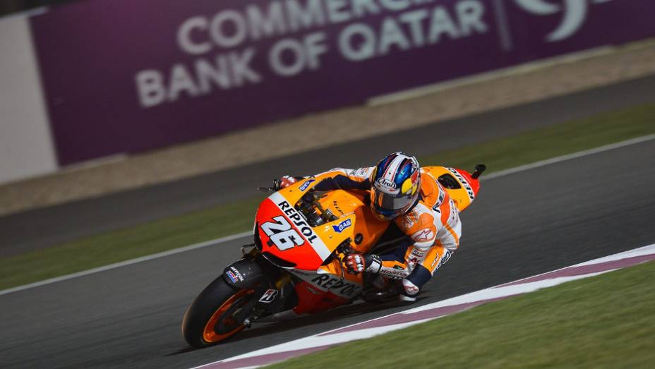 Dani Pedrosa (Repsol Honda Team) foi o terceiro | <a href="https://beta-develop.quatrorodas.abril.com.br/moto/noticias/motogp-lorenzo-garante-pole-catar-738025.shtml" rel="migration">Leia mais</a>