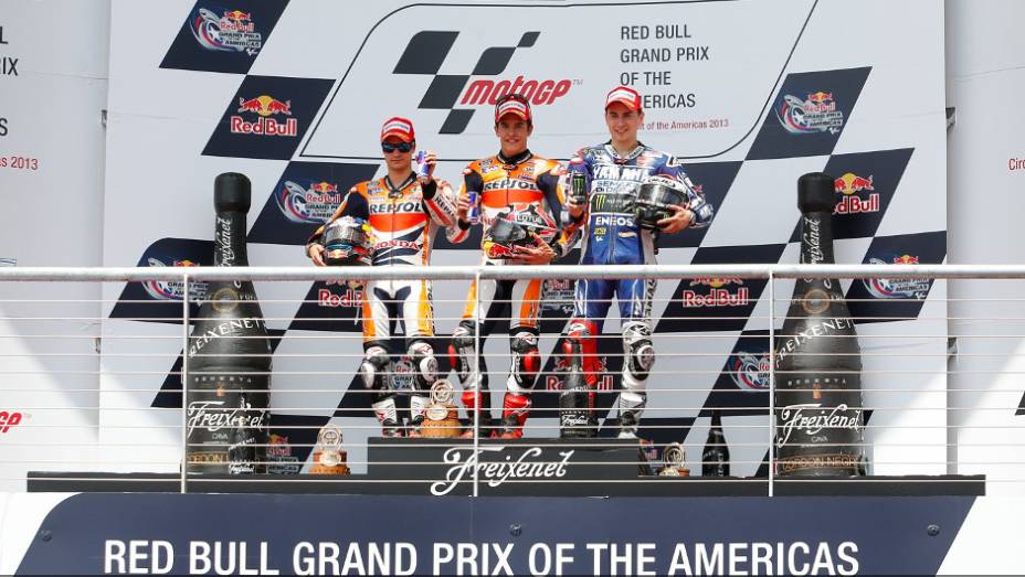 Espanhóis dominaram o pódio nos Estados Unidos | <a href="https://beta-develop.quatrorodas.abril.com.br/moto/noticias/motogp-marc-marquez-vence-gp-americas-739261.shtml" rel="migration">Leia mais</a>