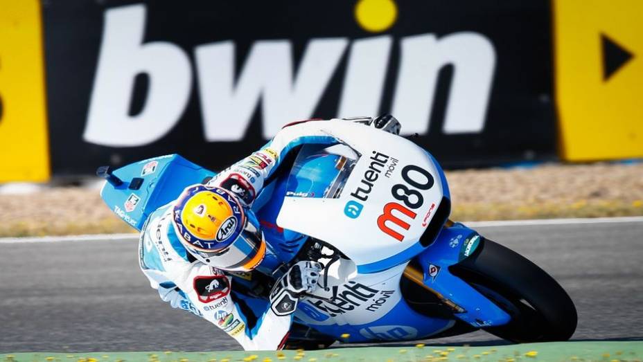 Na Moto2, Esteve Rabat liderou o pelotão | <a href="https://beta-develop.quatrorodas.abril.com.br/moto/noticias/motogp-lorenzo-lidera-treinos-jerez-740399.shtml" rel="migration">Leia mais</a>