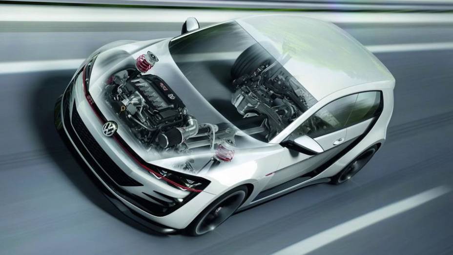 O carro acelera de 0 a 100 km/h em 3,9 segundos e alcança a velocidade máxima de 299 km/h | <a href="https://beta-develop.quatrorodas.abril.com.br/noticias/fabricantes/vw-prepara-golf-design-vision-gti-concept-740746.shtml" rel="migration">Leia mais</a>