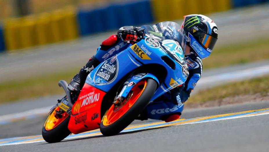 Alex Rins foi o ponteiro da Moto3 | <a href="https://beta-develop.quatrorodas.abril.com.br/moto/noticias/motogp-pedrosa-lidera-treinos-le-mans-741656.shtml" rel="migration">Leia mais</a>