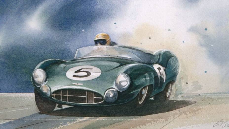 "Carroll Shelby Wins Le Mans" - por Bill Neale| <a href="https://beta-develop.quatrorodas.abril.com.br/noticias/mercado/carros-aston-martin-viram-obra-arte-743790.shtml" rel="migration">Leia mais</a>