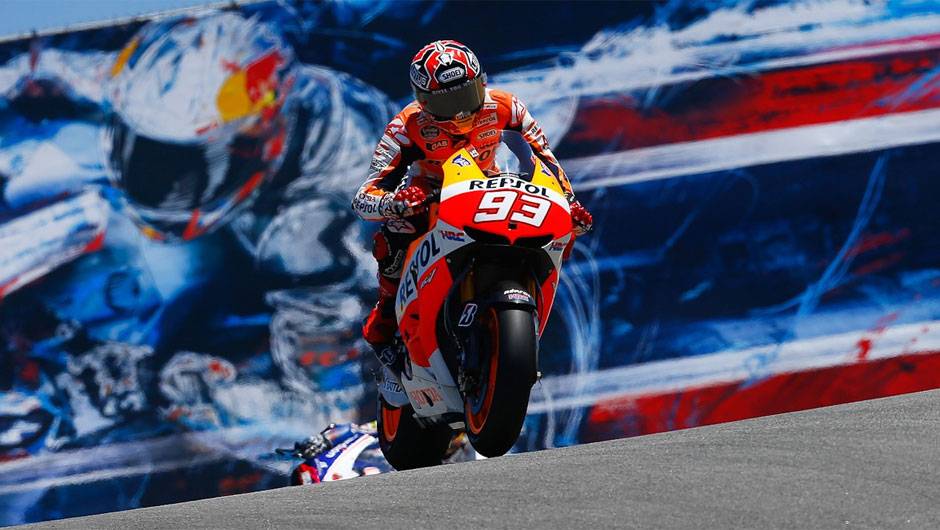 Marc M&aacute;rquez (Repsol Honda Team), ap&oacute;s uma queda, ficou com o segundo lugar | <a href="https://beta-develop.quatrorodas.abril.com.br/moto/noticias/motogp-bradl-surpreende-pole-eua-747594.shtml" rel="migration">Leia mais</a>