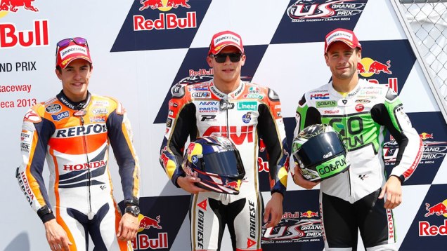 Os tr&ecirc;s primeiros do grid no GP dos EUA | <a href="https://beta-develop.quatrorodas.abril.com.br/moto/noticias/motogp-bradl-surpreende-pole-eua-747594.shtml" rel="migration">Leia mais</a>
