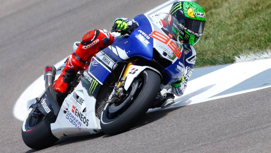 Jorge Lorenzo foi o segundo mais r&aacute;pido | <a href="https://beta-develop.quatrorodas.abril.com.br/moto/noticias/motogp-marquez-pole-indianapolis-750328.shtml" rel="migration">Leia mais</a>