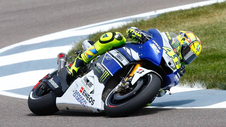 Valentino Rossi foi apenas o nono mais r&aacute;pido neste s&aacute;bado | <a href="https://beta-develop.quatrorodas.abril.com.br/moto/noticias/motogp-marquez-pole-indianapolis-750328.shtml" rel="migration">Leia mais</a>