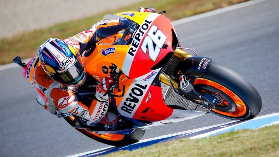 Terceiro colocado prova japonesa, Dani Pedrosa chegou aos 280 pontos na classifica&ccedil;&atilde;o geral e saiu da disputa pelo t&iacute;tulo | <a href="https://beta-develop.quatrorodas.abril.com.br/moto/noticias/motogp-definicao-titulo-fica-ultima-prova-758422.shtml" rel="migration">Leia mais</a>