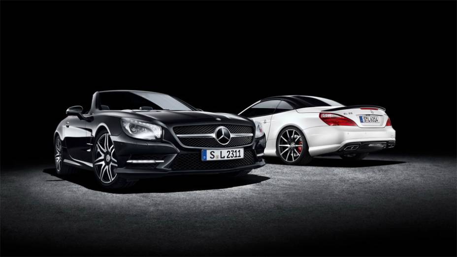 Já o SL 2LOOK tem como objetivo ser bastante chamativo | <a href="https://beta-develop.quatrorodas.abril.com.br/noticias/saloes/genebra-2014/mercedes-benz-leva-edicoes-especiais-sl-slk-genebra-775349.shtml" rel="migration">Leia mais</a>