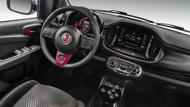 Um novo sistema multim&iacute;dia, com tela de 3,5 polegadas, tamb&eacute;m confere ar mais tecnol&oacute;gico &agrave; cabine | <a href="https://beta-develop.quatrorodas.abril.com.br/carros/lancamentos/fiat-novo-uno-2015-798881.shtml" rel="migration">Leia mais</a>