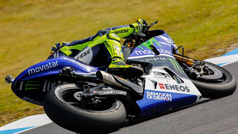 Valentino Rossi finalizou as sessões no quinto posto | <a href="https://beta-develop.quatrorodas.abril.com.br/moto/noticias/motogp-dovizioso-mais-rapido-motegi-805474.shtml" rel="migration">Leia mais</a>