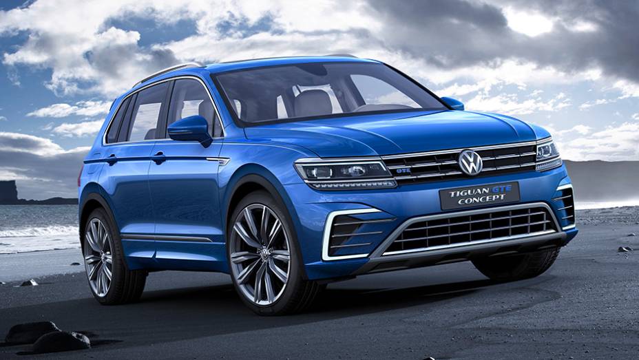 Por enquanto não será lançada, mas também foi mostrada uma versão conceitual GTE | <a href="https://beta-develop.quatrorodas.abril.com.br/noticias/fabricantes/nova-geracao-volkswagen-tiguan-salto-tecnologico-904880.shtml" target="_blank" rel="migration">Leia mais</a>