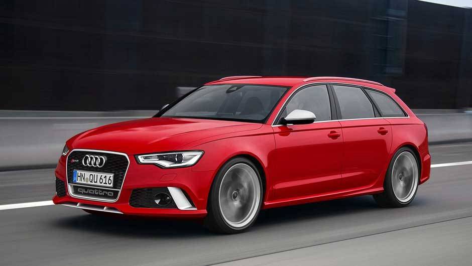Audi RS 6 Avant: perua mais veloz do mundo fabricada em s&eacute;rie, ela tem um motor 4.0 V8 biturbo com 560 cv, indo de 0 a 100 km/h em 3,9 segundos e chegando aos 305 km/h