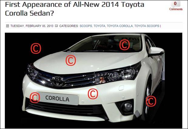 Site mostra suposto novo Corolla