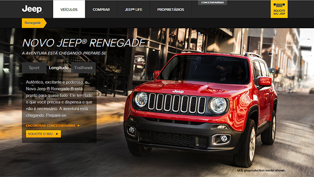 Página brasileira do Jeep Renegade já está no ar