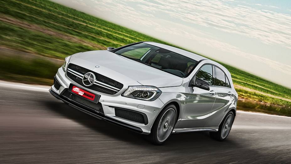 O 2.0 turbo leva o A 45 AMG a 100 km/h em apenas 4,6 segundos | <a href="https://beta-develop.quatrorodas.abril.com.br/carros/impressoes/mercedes-benz-45-amg-751203.shtml" rel="migration">Leia mais</a>