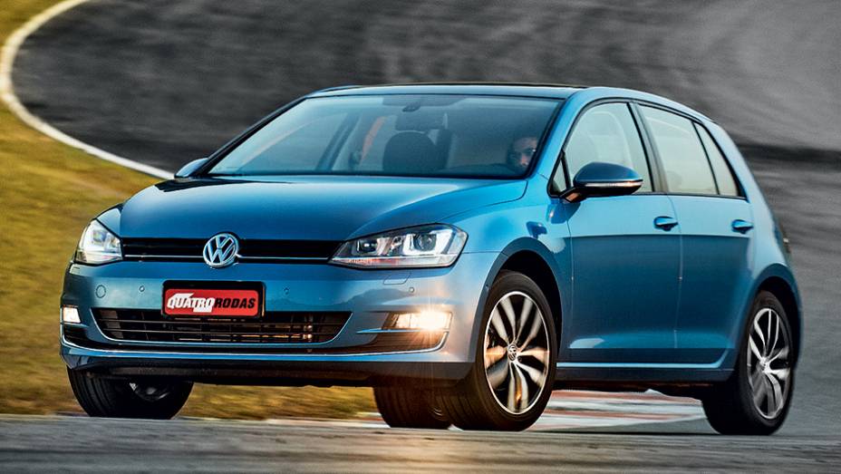Rodas aro 17 são opcionais. De série, ele sai com rodas aro 16 | <a href="https://beta-develop.quatrorodas.abril.com.br/carros/testes/volkswagen-golf-highline-1-4-tsi-755814.shtml" rel="migration">Leia mais</a>