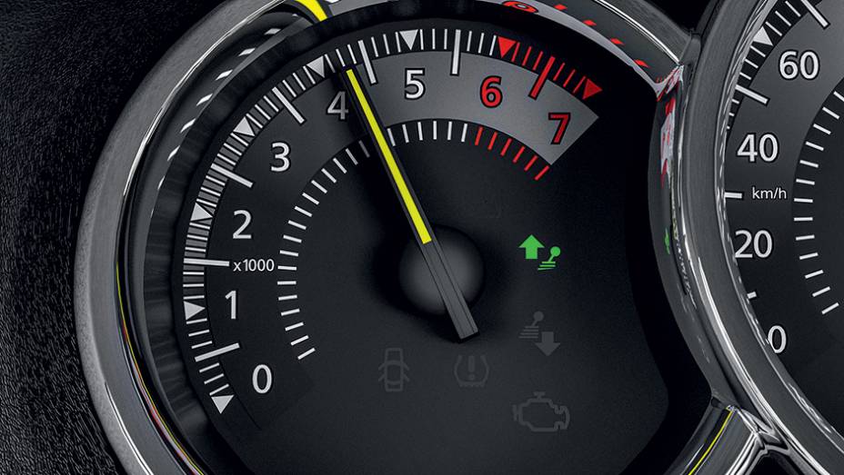 Conta-giros traz indicador para mudança de marcha Conta-giros traz indicador para mudança de marcha