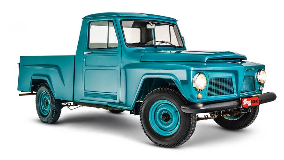 Versão picape da Rural, ela tem 34 cm a mais de entre-eixos | <a href="https://beta-develop.quatrorodas.abril.com.br/carros/classicos-brasileiros/willys-pick-up-jeep-ford-f-75-807772.shtml" target="_blank" rel="migration">Leia mais</a>