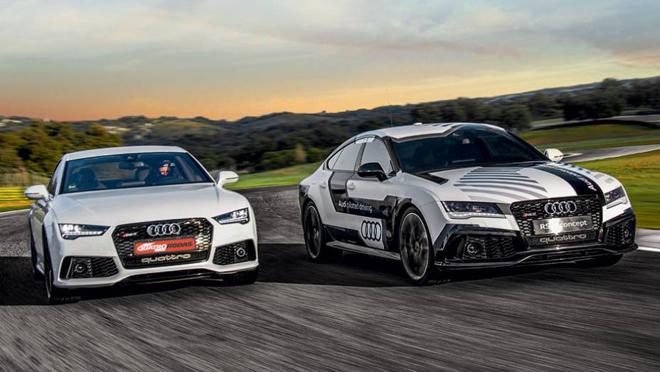 ... posa para as fotos com o Audi RS7 que ele usou no duelo | <a href="https://beta-develop.quatrorodas.abril.com.br/reportagens/geral/homem-x-maquina-840420.shtml" target="_blank" rel="migration">Leia mais</a>