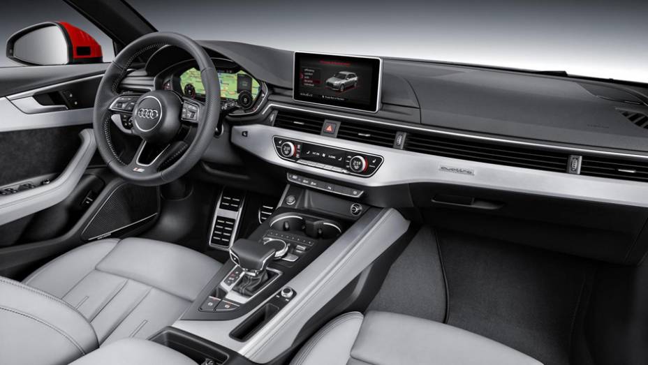Por dentro, na parte da frente, os destaques são as duas telas do painel com os instrumentos e sistema de entretenimento | <a href="https://beta-develop.quatrorodas.abril.com.br/noticias/fabricantes/audi-revela-novo-a4-882500.shtml" rel="migration">Leia mais</a> Por dentro, na parte da frente, os destaques são as duas telas do painel com os instrumentos e sistema de entretenimento | <a href="https://beta-develop.quatrorodas.abril.com.br/noticias/fabricantes/audi-revela-novo-a4-882500.shtml" rel="migration">Leia mais</a>