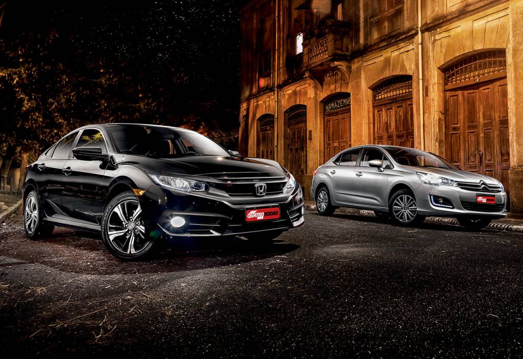 Honda Civic Sport x Citroën C4 Lounge Origine Ainda novidade, visual do novo Civic ofusca o conservador C4 Lounge