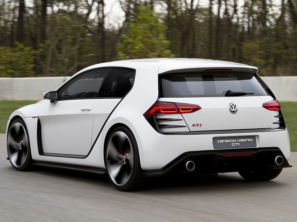 VW Design Vision GTI na posi&ccedil;&atilde;o 3x4 de traseira