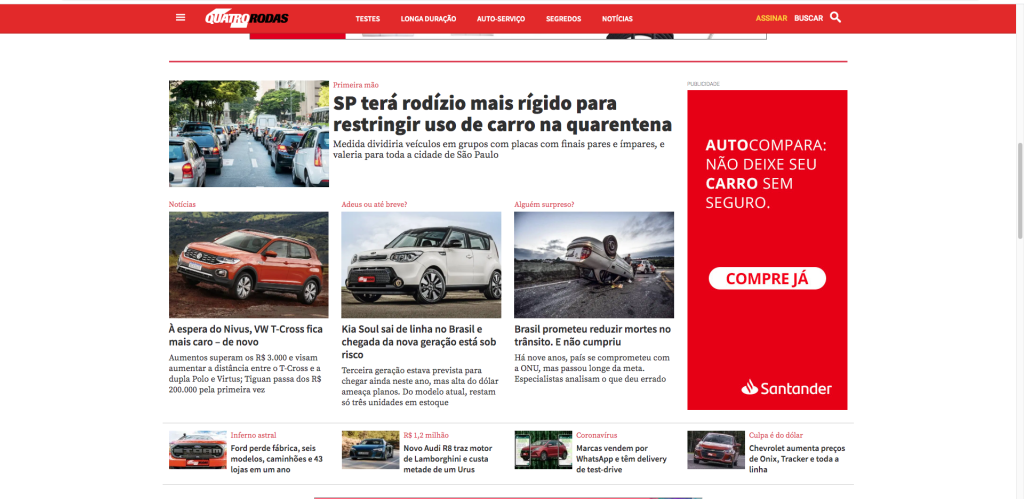 Novo site Quatro Rodas