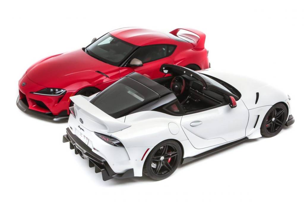GR_Supra_Sport_Top_SEMA_2020_013 A Toyota fez o Sport Heritage para a edição 2019 do SEMA. O modelo fez sucesso mas perceberam que poderiam melhorar removendo seu teto e criando um targa. Dessa bela história nasceu o Sport Top