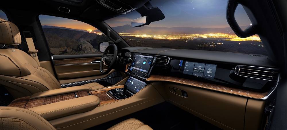 All-new 2022 Grand Wagoneer features the pinnacle of premium SUV All-new 2022 Grand Wagoneer features the pinnacle of premium SUV interiors with a modern American style and Uconnect 5 12-inch touchscreen radio.