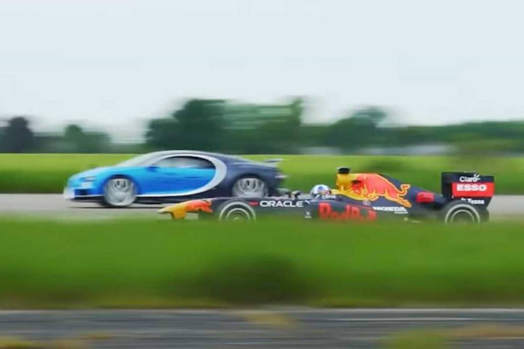 Quem vence em uma arrancada: um carro de Fórmula 1 ou um Bugatti Chiron?